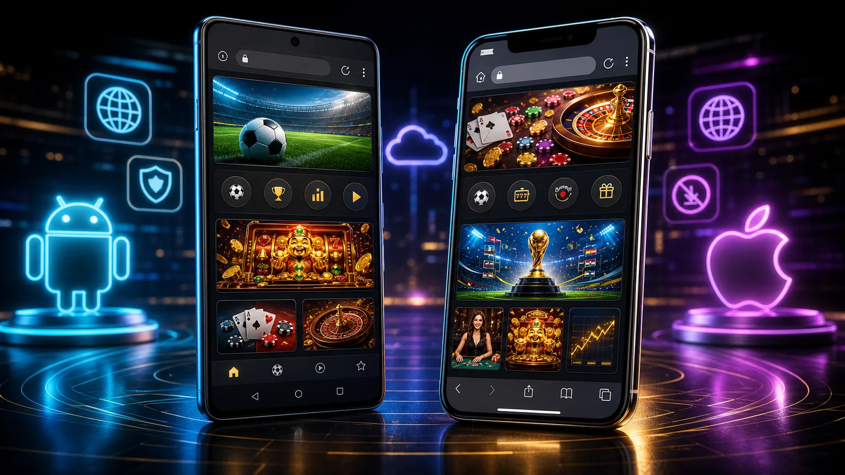 Experiência gamingclub compatível com Android e iOS no navegador mobile